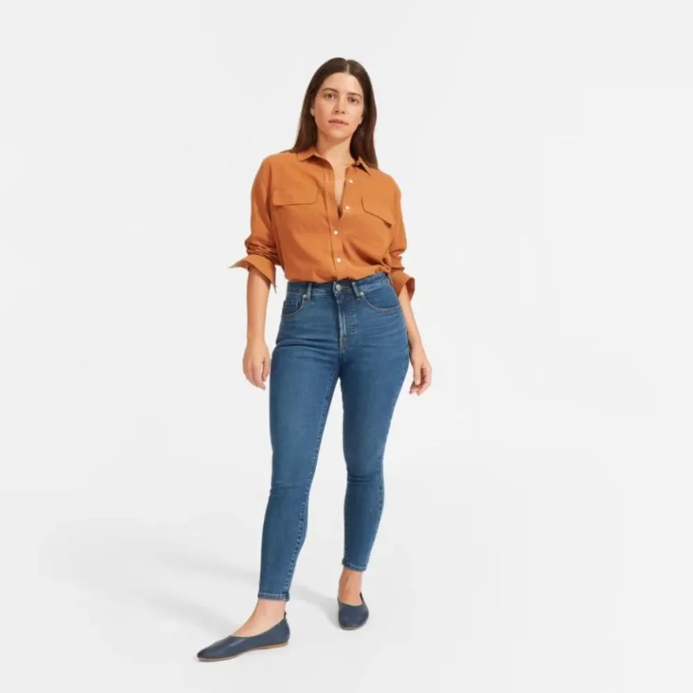 Everlane The Curvy High Rise Skinny Jean Denim Blue Jeans Size 29 CROP